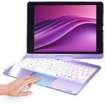 iPad 9th Generation Case with Keyboard, 360° Rotatable Backlit Keyboard with Pencil Holder for 10.2 inch iPad 9th Gen 2021/ 8th Gen 2020/ 7th Gen 2019 and iPad Air 3 / Pro 10.5" (Metallic purple)