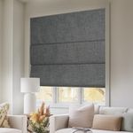 HOTSOON Blackout Roman Shades for Window, Cordless Linen Roman Window Shades, Custom Washable Fabric Roman Blinds, Thermal Insulation UV Protection for Home Living Room Loft, Grey,20-21" W x 20-40" H