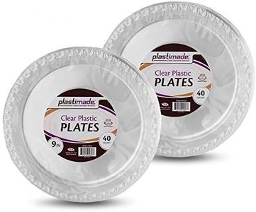 [80 Count] Plastimade 9 Inch Dinner Plates Clear Disposable Heavy Duty Plastic, Ideal For Wedding, Catering, Parties, Buffets, Events, Or Everyday Use, 2 Packs
