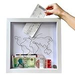 Adventure Archive Box, Personalised Travel Ticket Collection Box, Wooden Memory Box with Slot On Top DIY Memento Frame Display Case Travel Collection Box for Movie Theater Travel Tickets (20*20cm)