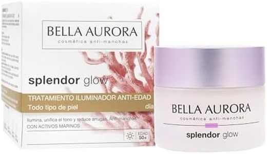 BELLA AURORA Crema Iluminadora Facial Antiedad, Antiarrugas y Antimanchas, Sérum Revitalizante Facial, Reduce las Arrugas, Splendor Glow Día 50 ml, Blanco