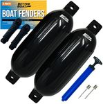 2 Pack Boat Fenders for Docking Boat Bumpers for Docking with Pump Boat Accessories Boat Dock Bumpers Set Buoys Pontoons Buoy Inflatable Fender Marine Bouys 23" x 6.5" Black