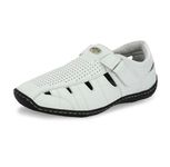 HITZ Men's White Leather Shoe-Style Sandals - 5