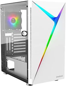 GAMDIAS PC Gamer Case, ATX Medium Tower Empty Gaming Cases, Airflow Case, 1 Integrated 120mm ARGB Fan, Tempered Glass Window, White