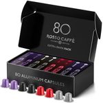 ROSSO CAFFE Espresso Coffee Pods, Compatible with Nespresso Original Machines, Reserve Intense Dark Roast Pack, 80 Capsules - Made in Italy