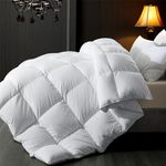 ELNIDO QUEEN® Feather Comforter Queen Size, Filled with Feather and Down Fiber, All Season White Luxury Hotel Fluffy Bed Comforter, Ultra Soft 100% Cotton Duvet Insert, 90x90 Inch