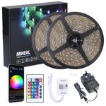 Ubanner Led Light Strip, WiFi Wireless Smart Phone Controlled Waterproof 65.6ft Strip Light Kit(White Band 2nd) 5050 LED Lights,Working with Android and iOS System,IFTTT