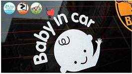 Baby in Car Decal Funny Baby on Board Sticker for Cars, Removable Car Sticker Baby on Board, Reflective Waterproof, White