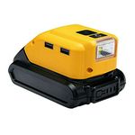 JANRI Adapter compatible for Dewalt 18V XR Lithium Ion Battery DCB183 DCB184, DC Port & LED Work Light &Dual USB Charger,Power Source,Power Supply Compatible with Dewalt DCB090 DCB091