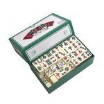 CJBIN Mini Mahjong Set, 144 Tiles Mahjong Set Portable, Chinese Traditional Mahjong Set with Carrying Travel Case, Mahjong Game Set Toy with 2 Dice for Family Leisure Time Travel