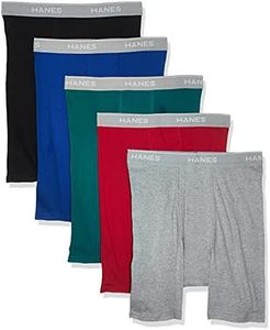 Hanes Men's 5-Pack FreshIQ Exposed Waistband Boxer Briefs, Assorted, Medium