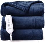 CAROMIO Electric Throw Blanket Heated Throw, Soft Flannel Heating Blankets, Light Heated Throws for Couch with 5 Heat Settings and 4 Hours Auto Shut Off, Navy Blue, 50"× 60"