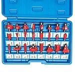 HILTEX 10108 Tungsten Carbide Router Bit Set, Woodworking Tools and Accessories, 1/4-Inch Shank, 24-Piece Set