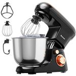 COSTWAY Stand Mixer, 6-Speed Tit-Head Stand Mixer, 500W, Kitchen Electric Mixer with Dough Hook, Beater, Whisk, 5.3 Quart Stainless Steel Mixing Bowl and Splash Guard (Black)