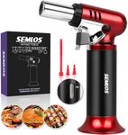 Semlos Butane Torch with Fuel Gauge, Refillable Kitchen Torch with Safety Lock and Adjustable Flame, Fit All Butane Tanks One-handed Blow Torch for Cooking, BBQ (BUTANE GAS ISN’T INCLUDED)