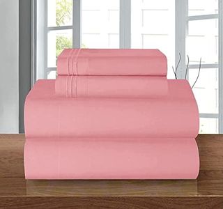 Elegant Comfort Parure de lit 4 pièces en coton égyptien de 1500 fils, douce, de qualité hôtelière haut de gamme, infroissable, plus confortable, drap-housse avec élastique tout autour, poche profonde