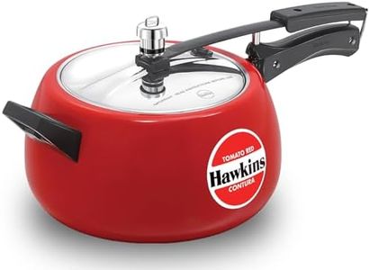 Hawkins Contura Ceramic-Coated Pressure Cooker, 5 Litre Capacity, Tomato Red