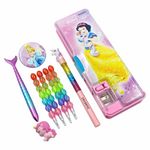 ZAYDANIC Plastic Princess Pencil Box Case Inbuilt Led Light With Dual Sharpener, Magnetic Lock & Dual Compartments, School Stationery Kit For Kids, Students (Multicolor)