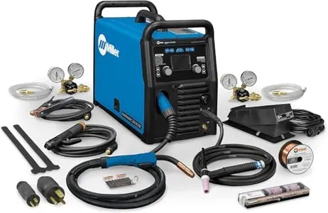 Miller 907757 Multimatic 220 AC/DC Multiprocess Welder - Versatile Multi-Process MIG, Flux-Cored & TIG Welder Machine - Portable Welding Machine with MIG Gun, TIG Torch & Multi-Voltage Plug 120V&240V