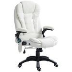 Vinsetto Office Chair, Ergonomic Desk Chair with 6-Point Massage and Back Heated, Boucle-Feel Fabric Computer Gaming Chair with Arms, Lumbar Support, White