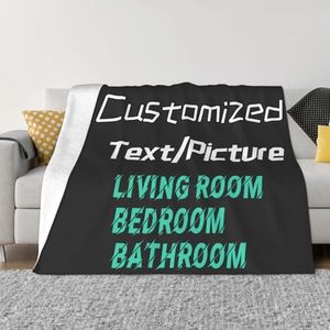 Custom Design Flannel Blanket Decorative with Photo Pictures, Soft Throw Blankets for Bed Couch Home Decor Seasonal Gifts 60"x50"