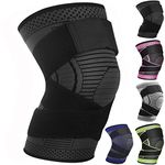 Ruilaibao Adjustable Knee Support Brace 1 pack Compression Knee Sleeves for Men Women Use for Meniscus Tear, Arthritis, Tendinitis, Ligament Injury,Weight Lifting, Anti Slip Knee Brace (Black, Large)