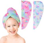 YOSNGTAR Hair Towels Kids Towel Microfiber Towel Pack Kids Girls 2 Pack Hair Turban Drying Women Gift Set Absorbent Fast Drying Twisted Anti Frizz Towel Curly Long Thick Hair Towel