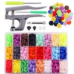 Glarks 384Pcs Snaps Plastic Buttons with Snaps Pliers Set for Clothes Sewing, Bibs, Rain Coat Crafting