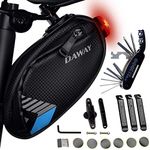 DAWAY Bike Repair Kit with Taillight A36 Waterproof Bicycle Saddle Bag, 16 in 1 Multi Tool, Glueless Tyre Tube Patches, Tire Levers Included, Practical Cycling Under Seat Pack Set