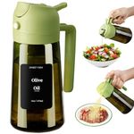 SWEET VIEW Olive Oil Dispenser and Oil Sprayer – 16oz/470ml Glass Light-Proof Oil Pourer for Kitchen with Stickers for Air Fryer, Cooking, Salad, and BBQ