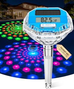 LuxBlue 2026 Upgrade Solar Digital Pool Thermometer with Dynamic Light Show | Floating Pool Thermometer - Large LCD Screen for Easy Read | IP68 Waterproof Pools Temperature Gauge for Spa & Pond