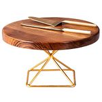 nestroots cake stand for party with cake server knife | cake stand for cake cutting cup cake stand with cake server combo ( 12 inch , brown square)