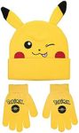 Bioworld Pokemon Pikachu Cuff Hat With 3D Ears And Matching Gloves Multicolored