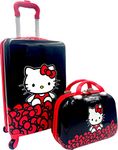 Fast Forward Kid’s Licensed Hard-Side 20” Spinner Luggage Carry-On Suitcase and Beauty Case Set, Multicolored, Carry-On 20", Hello Kitty