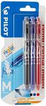 Pilot Frixion Clicker Retractable Erasable Rollerball, 0.7 mm Tip - Black/Blue/Red, Pack of 3