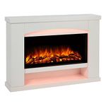 Endeavour Fires Duggleby Electric Fireplace Suite 48" and Realistic Flame Effect Fire with 7 day Programmable Remote Control In an Off White Surround and Hearth