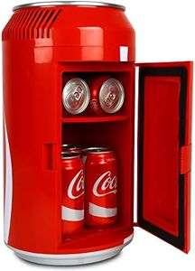 Coca-Cola 8 Can Portable Mini Fridge, 5.4L (5.7 qt) Compact Personal Thermoelectric Travel Fridge for Snacks Lunch Drinks Cosmetics,12V and AC Cords,Desk Accessory for Home Office Dorm Car Travel,Red