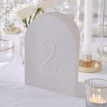 Ginger Ray White Embossed Free Standing Card Numbers Wedding Table Decoration 12 Pack