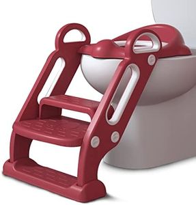 INFANTSO Potty Training/Step Toilet Cushioned Seat With steps And Easy Grip Handle (maroon)
