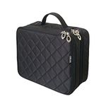 ONEGenug Cosmetic Makeup Bag & Organizer Double Layer Dot Pattern Travel Toiletry Bag Organizer (Size L Black)