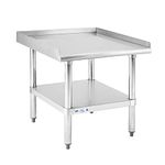 Hally Stainless Steel Equipment Stand 28x24 Inches with Undershelf, NSF Commercial Prep & Work Table with Rear and Side Risers, Heavy Duty Grill for Kitchen, Bar, Restaurant, Home and Hotel