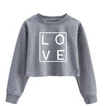 XLXUXU Crop Tops for Girls Kids Cute Aesthetic Cartoon Graphic Sweatshirt Teen Long Sleeve T-Shirts Love Gley