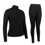 AGUTIUN Women's Thermal Underwear, Base Layer Lady Ultra Soft Long Johns Set Thermal Wear Women Compression Sport Underwear for Cold Weather (Black)