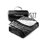 Mellowdy Easy-Carry Outdoor Blanket - Waterproof, Windproof, Warm, Utility Blanket for Camping, Picnic, Stadium, Beach, Gameday, Travel, Foldable with Carrying Bag (Jet Black,55x80 inch)