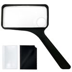 Magpro Rectangular Handheld Magnifying Glass 3X Scratch Resistant Glass Lens with 1 Bonus Card Magnifier for Seniors Reading, Hobbies, Repair, and Observation