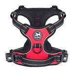 PoyPet No Pull Dog Harness, Reflective Vest Harness with 2 Leash Attachments and Easy Control Handle for Small Medium Large Dog(Red,M)