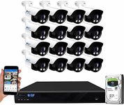 GW Security 16 Channel 12MP NVR H.265+ 4K Fulltime Color Night Vision Security Camera System with 16 UltraHD 8MP IP Two-Way Audio Outdoor PoE Security Cameras, Smart AI Human & Vehicle Detection