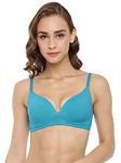 Macrowoman W-Series Women's Cotton Wire Free Modern T-Shirt Bra (MW1301_Roulette Blue_38B)