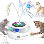 ORSDA Cat Toys Rechargeable, Interactive Cat Toys for Indoor Cats 3 in 1 Automatic Kitten Toy, Moving Ambush Feather, Fluttering Butterfly, Track Balls, Whack a mole Cat Teaser with 6 Attachments