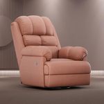 The Sleep Company Luxe Motorised RRR Recliner | Patented SmartGRID Technology | Motorised Single Recliner Sofa with Revolving Mechanism | Rocking Sofa | Unique Lumbar Design | Tan Leatherette